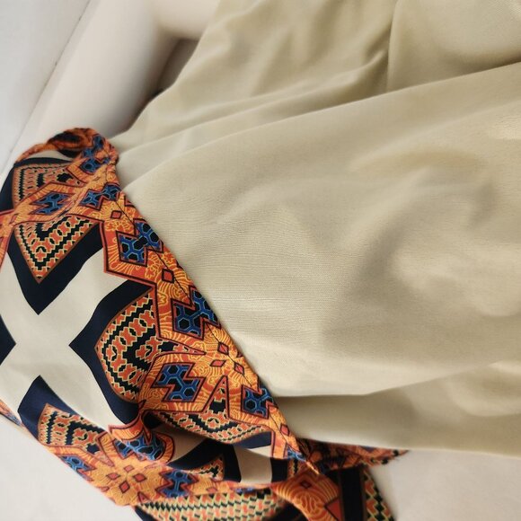 Geometric Print Kimono Sleeve V-Neck Mini Dress wit Tie Waist By Peach Love - Picture 7 of 8